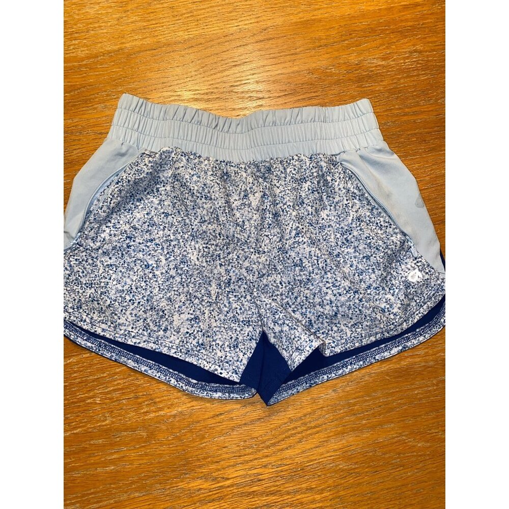 GapFit Womens XS Blue Patterned Active Shorts With Zippered Pockets
